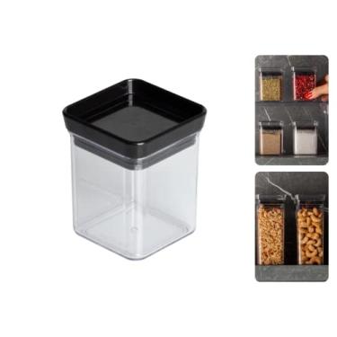 Imagem de Pote Hermético Quadrado Empilhável Multiuso Temperos Lumini 180ml, Paramount Cor:Preto