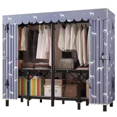 Imagem de Armário de guarda-roupa de liga de ferro com capa de pano Armário de guarda-roupa portátil Armário de armazenamento de grande capacidade Roupeiros extra resistentes