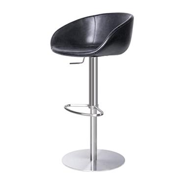 Imagem de Bancos de bar cadeira de bar moderna cadeira traseira de aço inoxidável para casa ajustável elevador alto restaurante cozinha bar preto cadeiras de bar decorativas cadeiras de bar