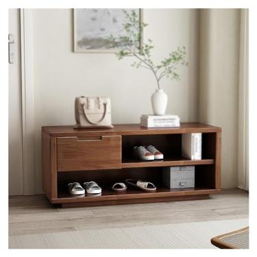 Imagem de Prateleira de sapatos banco de armazenamento de sapatos, banco de sapatos de entrada com gavetas, banco de madeira para entrada, organizador de sapateira para entrada e corredor sapateira empilhável