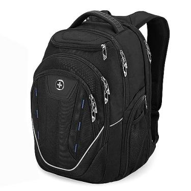 Imagem de Mochila masculina Swissdigital Terabyte TSA resistente à água e grande, mochila para laptop de negócios, com porta de carregamento USB/proteção RFID, grande escolar, serve para mochila de laptop de viagem de até 15,6 polegadas