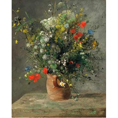 Imagem de Flores em um Vaso de Barro (1866) de Pierre-Auguste Renoir - 50x62 - Tela Canvas Para Quadro
