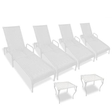 Imagem de Kit 4 Espreguiçadeiras para Piscina Catar + 2 mesas