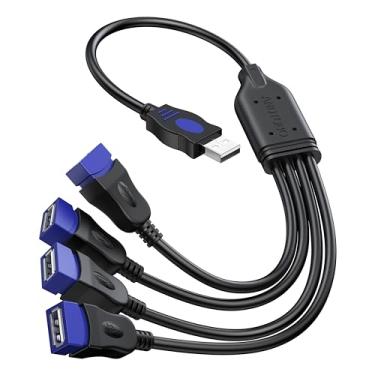 Imagem de Divisor USB 1 para 4, cabo carregador USB 2.0 Y divisor USB 1 macho para 4 fêmeas, cabo de alimentação para PC/PS4/MacBook/Laptop/TV/LED etc, azul-marinho