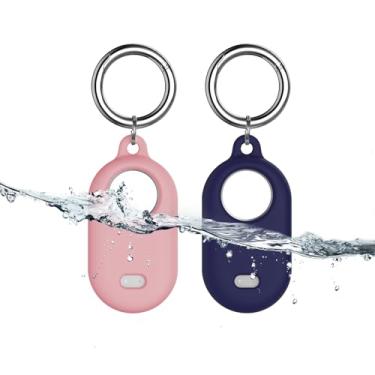 Imagem de Aircawin Capa para Samsung Galaxy SmartTag2 (pacote com 2), capa com suporte SmartTag2, capa protetora completa de silicone antiperda para Smart Tag 2 com chaveiro para chaves/bolsas/animais de
