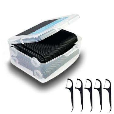 Imagem de Fio dental preto, estojo de viagem preto, fio dental 200 inodoro, palito para limpeza bucal, fio dental para cuidados bucais para adultos e crianças (uma caixa)