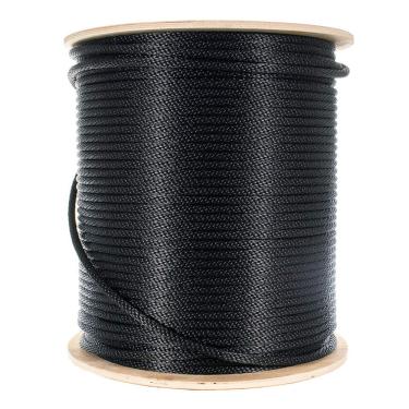 Imagem de West Coast Paracord Cabo de fio galvanizado trançado de nylon – Corda de mastro de bandeira reforçada – (preto, 9,5 cm - 1,5 m)