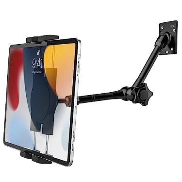 Imagem de YOOZ Suporte de parede ajustável para tablet, braço giratório para tablet, suporte de parede de metal para cozinha/quarto de cama/balcão para tablets e telefones de 4 a 12,9 polegadas, iPad Pro Air