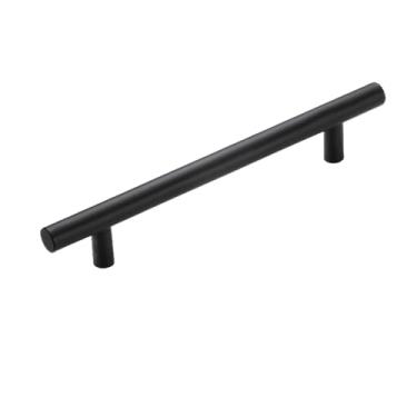 Imagem de Puxadores de móveis Puxador de porta de guarda-roupa Puxador de gaveta de aço inoxidável T Bar Reto Cozinha Longo Armário Maçaneta Preto Prata, Preto 192mm