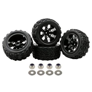 Imagem de Rowiz Acessórios em escala 1/10 rodas de carro RC 12 mm Hex RC pneus de borracha macia off-froad pneu para caminhão monstro 1/10, pacote com 4..