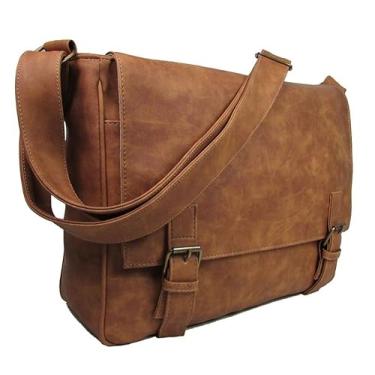 Imagem de Bolsa Pasta Transversal Notebook Em Sintético Escolar Trabalho Casual Masculino Feminino (Caramelo)