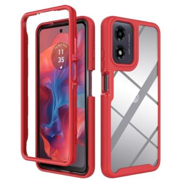 Imagem de Compatível com Motorola Moto E14, capa protetora antiqueda e absorção de choque compatível com Motorola Moto G04 XT2421-2 / Moto G24 XT2423-1 / Moto G04s capa vermelha