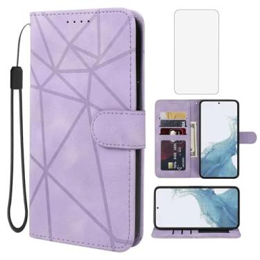 Imagem de Wanyuexes Capa para Galaxy S23, capa carteira para Samsung S23 SM-S911U com protetor de tela de vidro temperado, sensação de pele PU flip suporte suporte para cartão de crédito capa para celular para