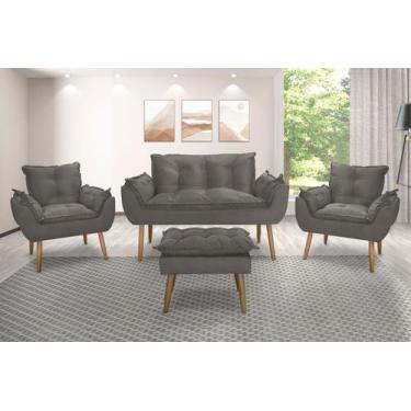 Imagem de Kit Namoradeira Sofá Opala + 2 Poltronas Cadeira Opala + 1 puff - ME, 