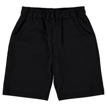 Imagem de Bermuda Infantil Masculina Moletinho Liso Preto - Malwee, 18