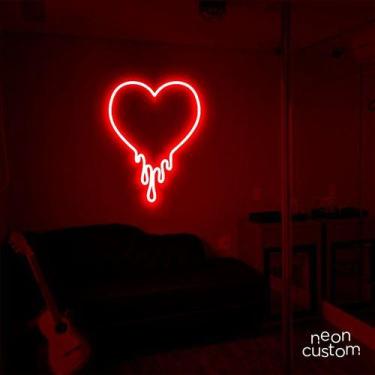 Imagem de luminaria letreiro Neon Led Coração Derretido 50x40 luminoso decoração