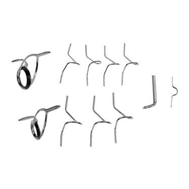 Imagem de Dovewill 11 peças de guia de vara de pesca com mosca conjunto de embrulho de construção 9FT 4-6WT ponta de guia de cobra rígida gancho DIY anéis de olho diferentes tamanhos