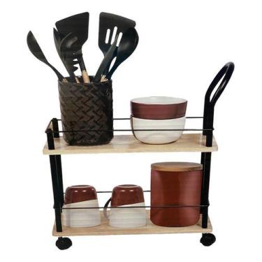 Imagem de Cesto Organizador Mini Carrinho Prateleira Rodas 45x20x50cm