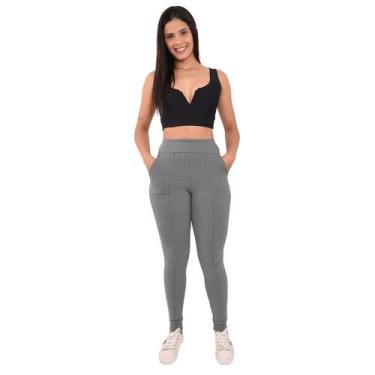Imagem de Calça Feminina Malha Crepe Estilo Jogger - Lori Modas, Cinza mescla, M