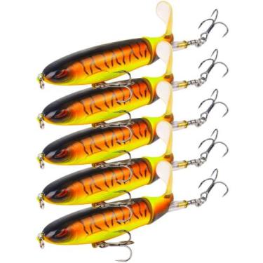 Imagem de Kit 5 Iscas Artificiais Hélice Whopper Popper Superfície - SWG, Laranj