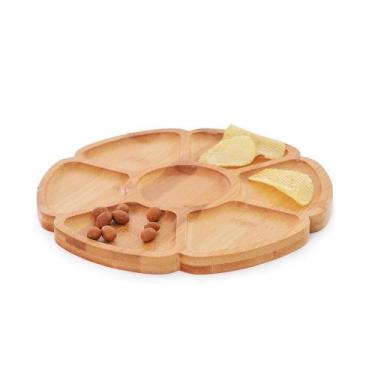 Imagem de Petisqueira Flor 7 Divisórias Ekos Bambu 25Cm - Wincy Casa