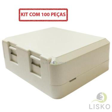 Imagem de Kit C/100 Caixa Sobrepor Keystone 2 Saídas Fêmea Rj45 Rj11 - Multitoc