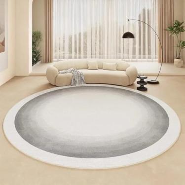 Imagem de Sala de estar Tapete Creme Bege Simples Redondo Quarto Sala de cabeceira Grande Área Tapete Linha Mesa de centro Vestiário Tapetes listrados, SY2300, QD, A, Diâmetro 280 cm