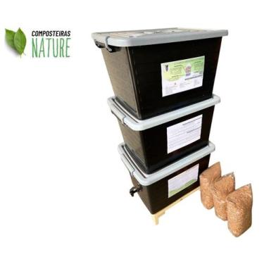 Imagem de Composteira Doméstica Minhocário 90 L Nature - Produza seu próprio fer
