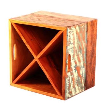 Imagem de Adega Rustica 12 Garrafas Madeira de Demolição Peroba Rosa 40x30x40cm 