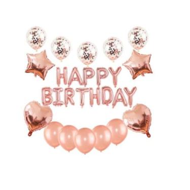 Imagem de Kit Balões Confete Bexigas Festas Decoração Rose Gold - Festas e Decor