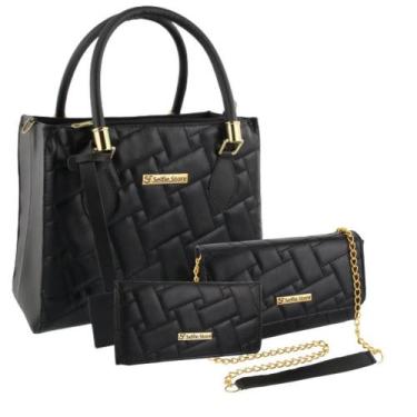 Imagem de Bolsa Feminina Grande Moda Casual + Bolsa Flap + Carteira - Selfie Sto
