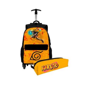 Imagem de Kit Mochila Bolsa Escolar Com Rodinha Carrinho Para Viagem + Estojo Po