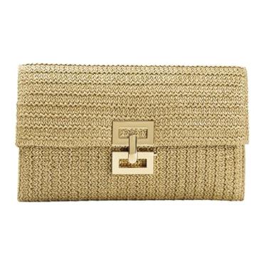 Imagem de Bolsa clutch de palha de verão bolsas transversais de palha para mulheres bolsa de palha tecida à mão bolsa Hobo de praia 2024, B - cáqui, Medium