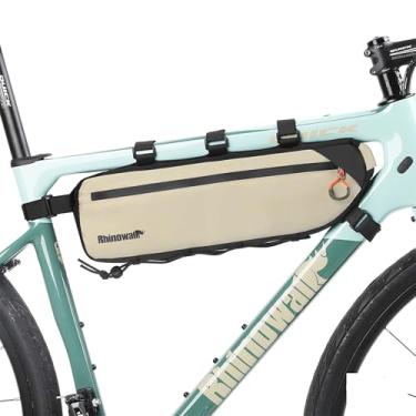 Imagem de Rhinowalk Bolsa para quadro de bicicleta à prova d'água bolsa triangular para bicicleta sob o tubo superior bolsa de armazenamento bolsa de canto, acessórios de ciclismo (bege, G (2,7L))