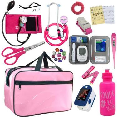 Imagem de Kit Bolsa Cores Aparelho de Pressao Esfigmomanometro Estetoscópio Medi