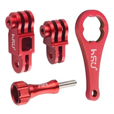 Imagem de HSU Braço de ajuste de metal de liga de alumínio, montagem de juntas retas na mesma direção para Go Pro Hero 13/12/11/10/9/8/7/6/5 preto, sessão 5/4, câmera de ação DJI Osmo e mais (vermelho)