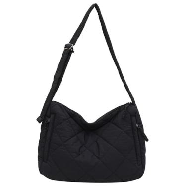 Imagem de ATQCOL Puffer Hobo Bolsa feminina grande acolchoada e acolchoada leve bolsa de ombro para trabalho, viagem, academia, Preto D, One Size