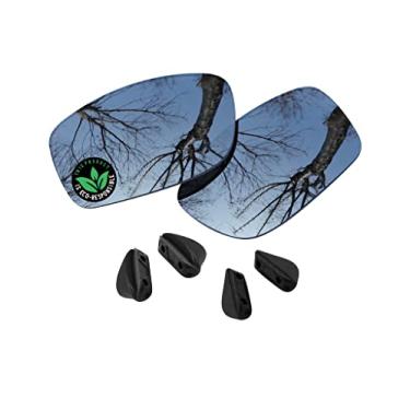 Imagem de Raydi Lentes de reposição de policarbonato e protetores de nariz para óculos de sol retangulares Oakley Fives Squared - Espelho de titânio prateado - Polarizado