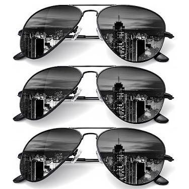 Imagem de KALIYADI Adulto Unissex Óculos de Sol Aviador Clássico para Homens E, Óculos de Sol para Dirigir, Lente Polarizada, Bloqueio Uv (3 Pacotes) 62 Mm