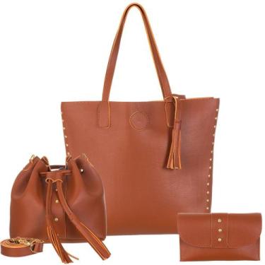 Imagem de Bolsa feminina Kit  3 Peças sacola grande + bolsa média + necessaire -