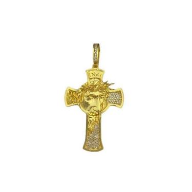 Imagem de Pingente cruz crucifixo g- banhado a ouro 18k - Tojoia18K, 60cm, 70cm