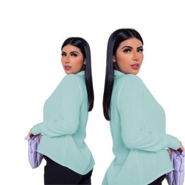 Imagem de Kit 2 Camisa Social Feminina Básica Casual Disponível Em Varias Cores 