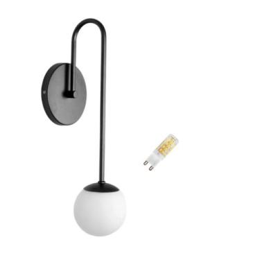 Imagem de Luminária Parede Arandela Bola Banheiro Interno Preto c/ Led - Poliluz