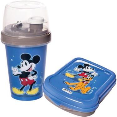 Imagem de Sanduicheira C/ Tampa Garrafa 320ml Mickey Kit Escolar - Plasútil
