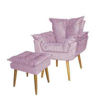 Imagem de kit Poltrona +Puff Opala Pé Palito Suede Rose Imperial - imperialwebst