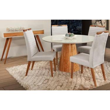 Imagem de Mesa de jantar + 4 cadeiras Itália Tampo Redondo 120cm C 01 - Gran Dec