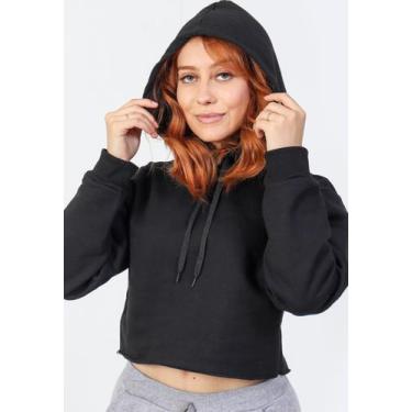 Imagem de Moletom Cropped Feminino  - rv3 confecção, Preto, GG
