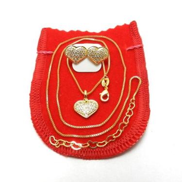 Imagem de Corrente Feminina 45/50cm 1mm Brinco Folheado Ouro 18k Cj101 - Wnbijou