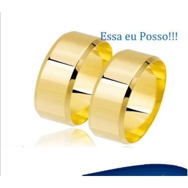 Imagem de Alianças Casal Tradicional Reta Ouro 18 Kilates Par Com Kina Lisa e br