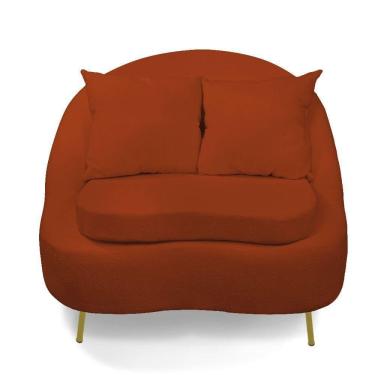 Imagem de Poltrona Decorativa Orgânica Pé Ferro Dou Zaya Bouclê C05 Terra